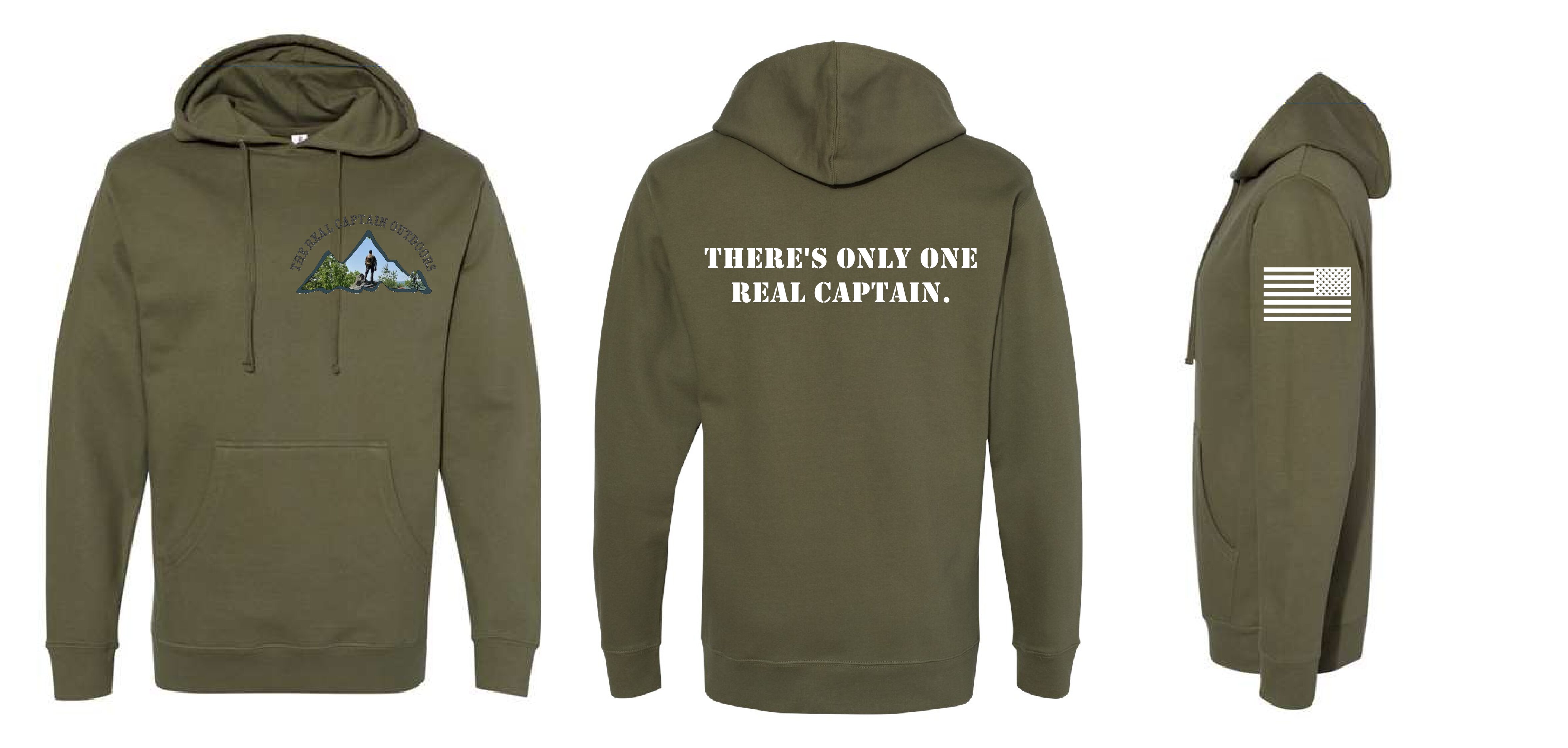 The Real Captain Military Green Hoodie (Includes Shipping)