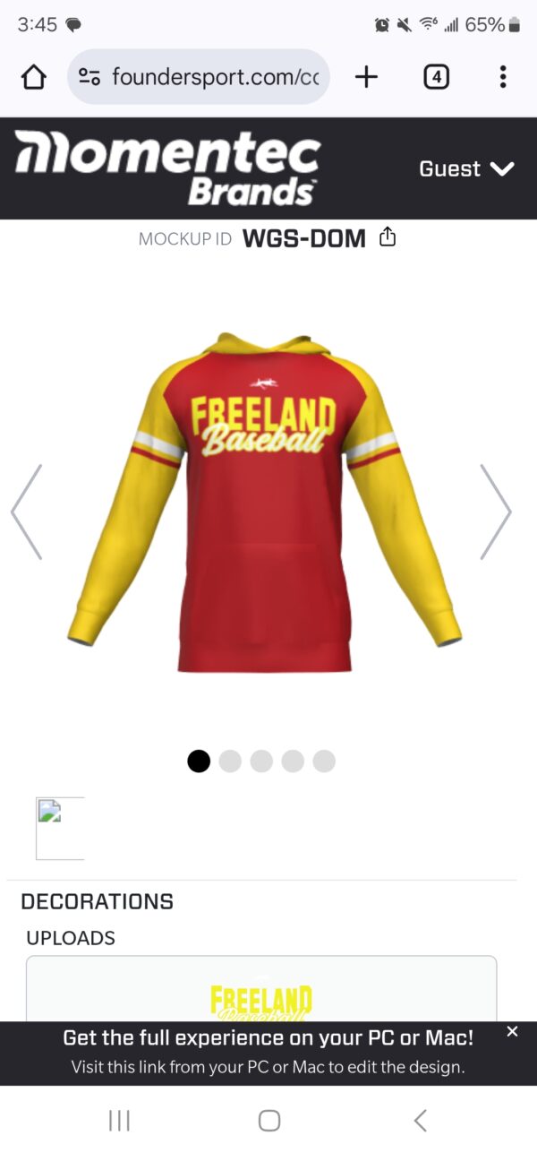 Sublimated Freeland Hoodie (2 Week delivery time)